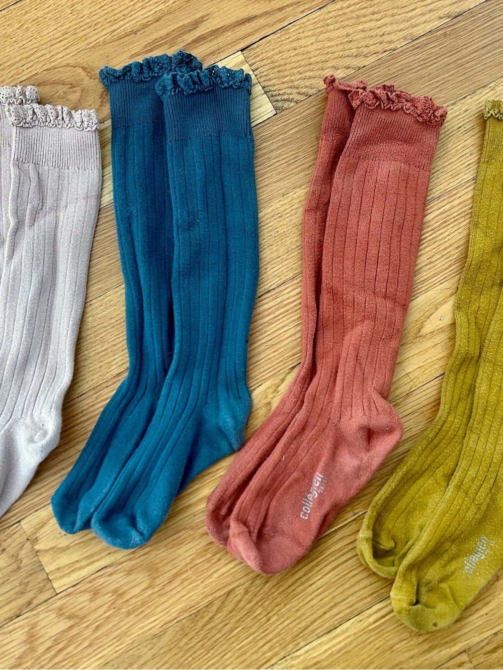 Collégien Joséphine Lace Trim, Ribbed, knee high Socks Bundle - Size EU 28/31
